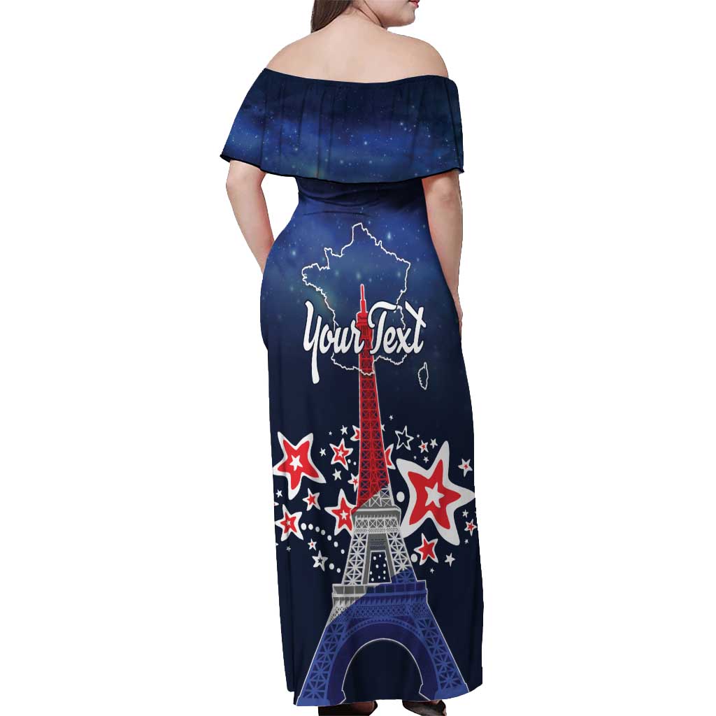 Personalized Happy Bastille Day Off Shoulder Maxi Dress Vive la France!