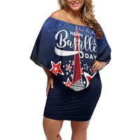 Personalized Happy Bastille Day Off Shoulder Short Dress Vive la France!