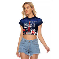 Personalized Happy Bastille Day Raglan Cropped T Shirt Vive la France!