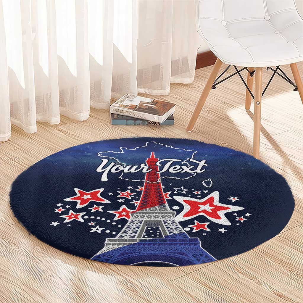 Personalized Happy Bastille Day Round Carpet Vive la France!