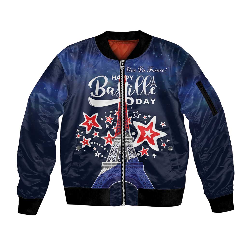 Personalized Happy Bastille Day Sleeve Zip Bomber Jacket Vive la France!