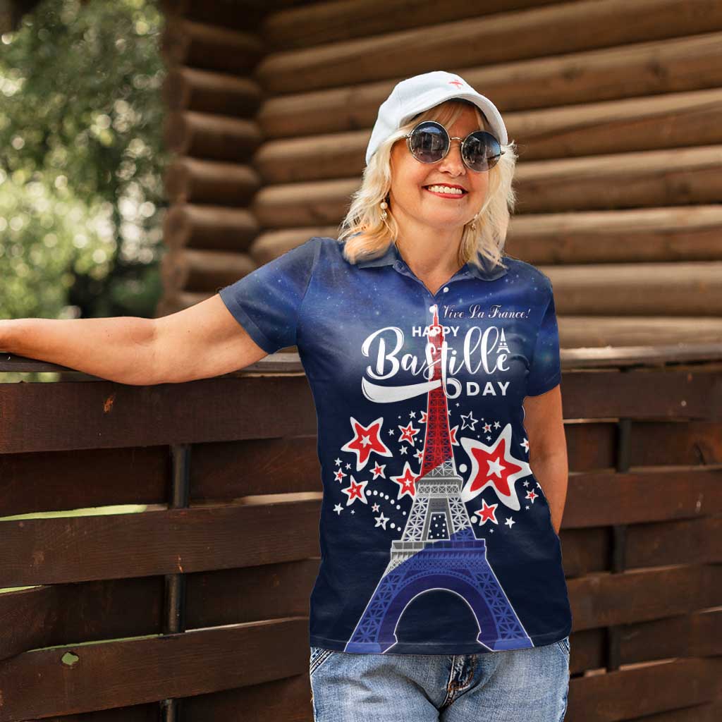 Personalized Happy Bastille Day Women Polo Shirt Vive la France!