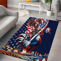 French American Heritage Month Area Rug Gallic Rooster And Bald Eagle