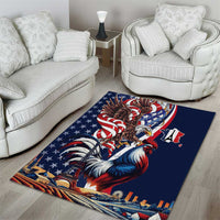 French American Heritage Month Area Rug Gallic Rooster And Bald Eagle