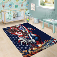 French American Heritage Month Area Rug Gallic Rooster And Bald Eagle