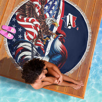 French American Heritage Month Beach Blanket Gallic Rooster And Bald Eagle
