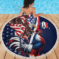French American Heritage Month Beach Blanket Gallic Rooster And Bald Eagle