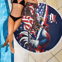 French American Heritage Month Beach Blanket Gallic Rooster And Bald Eagle