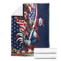 French American Heritage Month Blanket Gallic Rooster And Bald Eagle