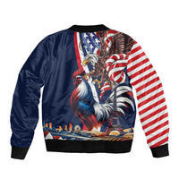 French American Heritage Month Bomber Jacket Gallic Rooster And Bald Eagle