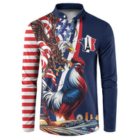 French American Heritage Month Button Sweatshirt Gallic Rooster And Bald Eagle