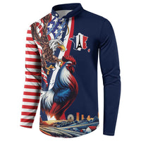 French American Heritage Month Button Sweatshirt Gallic Rooster And Bald Eagle