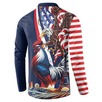 French American Heritage Month Button Sweatshirt Gallic Rooster And Bald Eagle