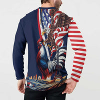 French American Heritage Month Button Sweatshirt Gallic Rooster And Bald Eagle