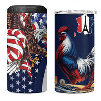 French American Heritage Month 4 in 1 Can Cooler Tumbler Gallic Rooster And Bald Eagle