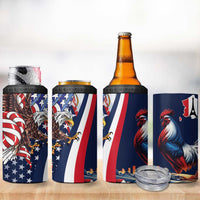 French American Heritage Month 4 in 1 Can Cooler Tumbler Gallic Rooster And Bald Eagle