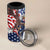 French American Heritage Month 4 in 1 Can Cooler Tumbler Gallic Rooster And Bald Eagle