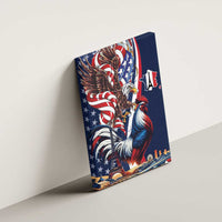 French American Heritage Month Canvas Wall Art Gallic Rooster And Bald Eagle