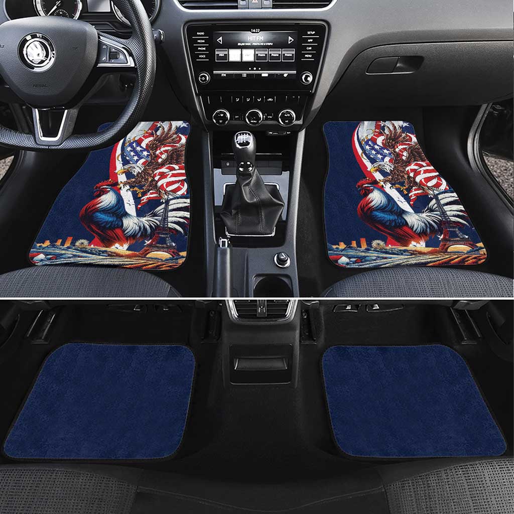French American Heritage Month Car Mats Gallic Rooster And Bald Eagle