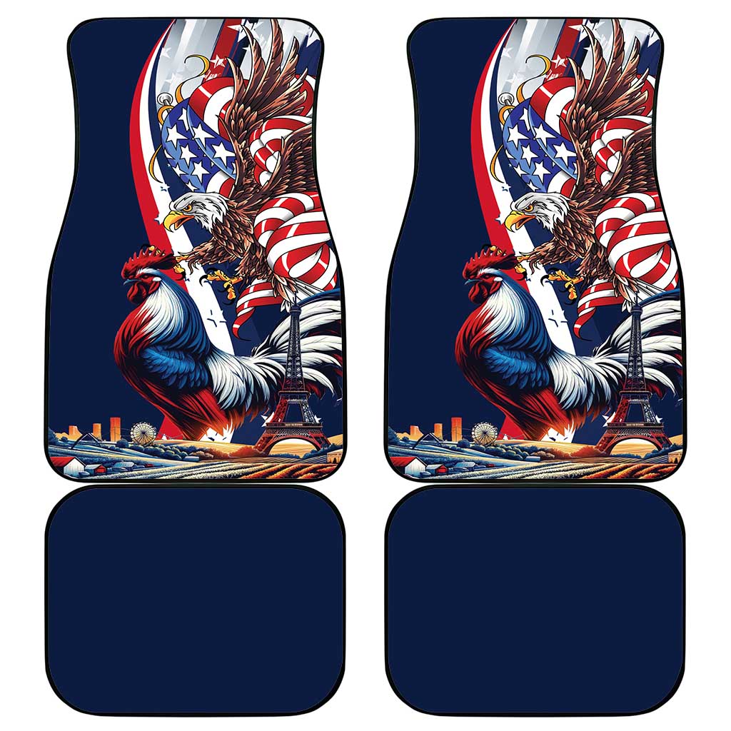 French American Heritage Month Car Mats Gallic Rooster And Bald Eagle