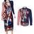 French American Heritage Month Couples Matching Long Sleeve Bodycon Dress and Long Sleeve Button Shirt Gallic Rooster And Bald Eagle