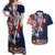 French American Heritage Month Couples Matching Off Shoulder Maxi Dress and Hawaiian Shirt Gallic Rooster And Bald Eagle