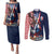 French American Heritage Month Couples Matching Puletasi and Long Sleeve Button Shirt Gallic Rooster And Bald Eagle