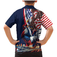 French American Heritage Month Family Matching Mermaid Dress and Hawaiian Shirt Gallic Rooster And Bald Eagle