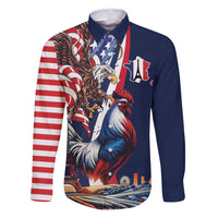 French American Heritage Month Family Matching Off Shoulder Maxi Dress and Hawaiian Shirt Gallic Rooster And Bald Eagle