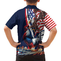 French American Heritage Month Family Matching Puletasi and Hawaiian Shirt Gallic Rooster And Bald Eagle