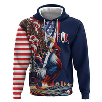 French American Heritage Month Hoodie Gallic Rooster And Bald Eagle
