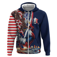 French American Heritage Month Hoodie Gallic Rooster And Bald Eagle