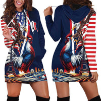French American Heritage Month Hoodie Dress Gallic Rooster And Bald Eagle