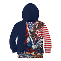 French American Heritage Month Kid Hoodie Gallic Rooster And Bald Eagle