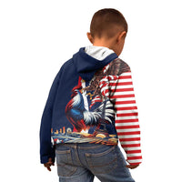 French American Heritage Month Kid Hoodie Gallic Rooster And Bald Eagle