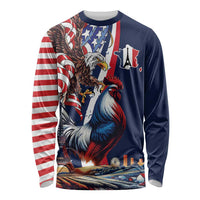 French American Heritage Month Long Sleeve Shirt Gallic Rooster And Bald Eagle