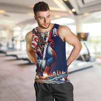 French American Heritage Month Men Tank Top Gallic Rooster And Bald Eagle