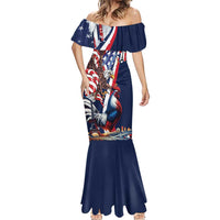 French American Heritage Month Mermaid Dress Gallic Rooster And Bald Eagle