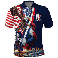 French American Heritage Month Polo Shirt Gallic Rooster And Bald Eagle