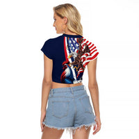 French American Heritage Month Raglan Cropped T Shirt Gallic Rooster And Bald Eagle