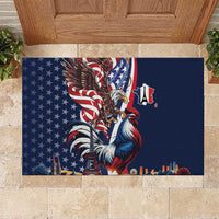 French American Heritage Month Rubber Doormat Gallic Rooster And Bald Eagle