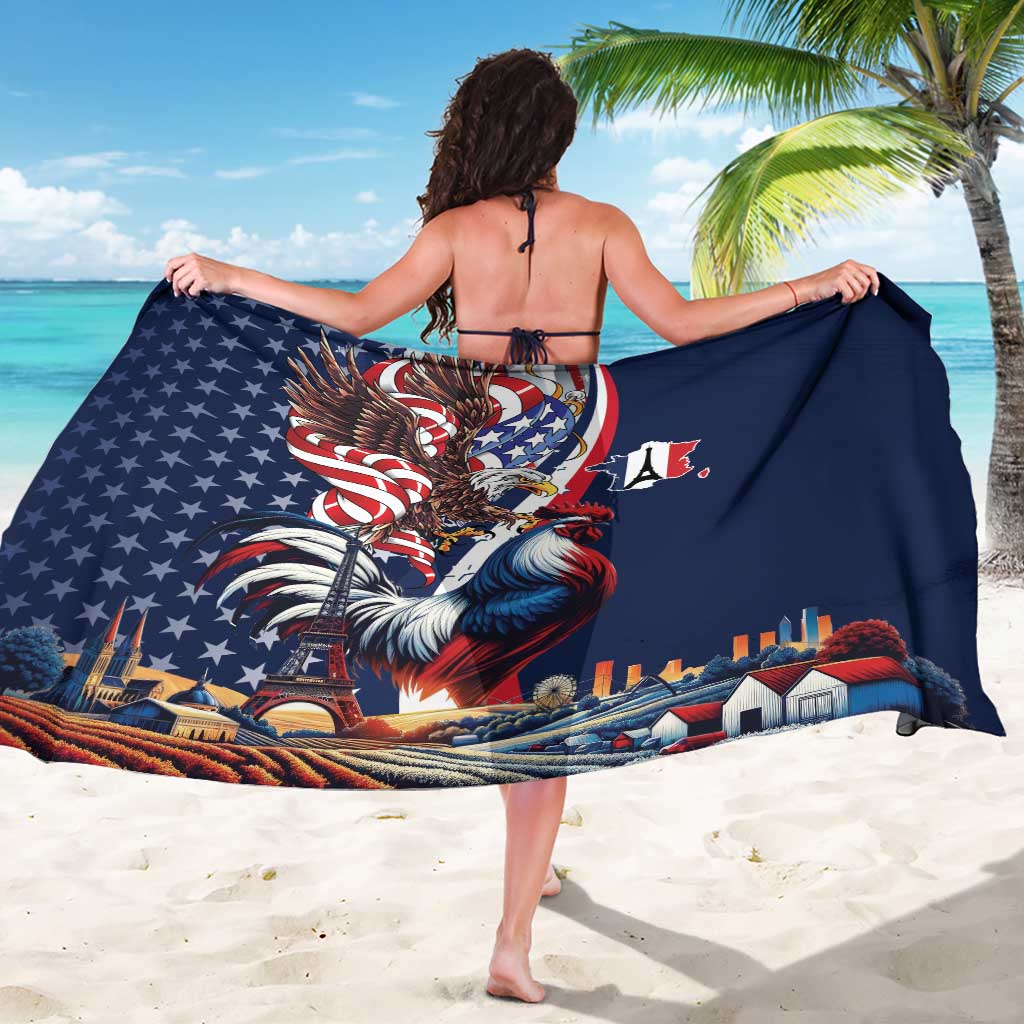 French American Heritage Month Sarong Gallic Rooster And Bald Eagle