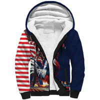 French American Heritage Month Sherpa Hoodie Gallic Rooster And Bald Eagle