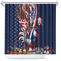French American Heritage Month Shower Curtain Gallic Rooster And Bald Eagle