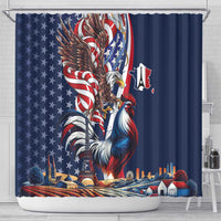 French American Heritage Month Shower Curtain Gallic Rooster And Bald Eagle