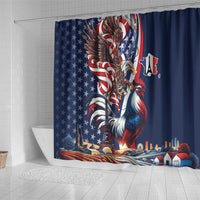 French American Heritage Month Shower Curtain Gallic Rooster And Bald Eagle