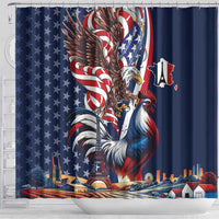 French American Heritage Month Shower Curtain Gallic Rooster And Bald Eagle
