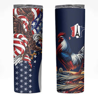 French American Heritage Month Skinny Tumbler Gallic Rooster And Bald Eagle