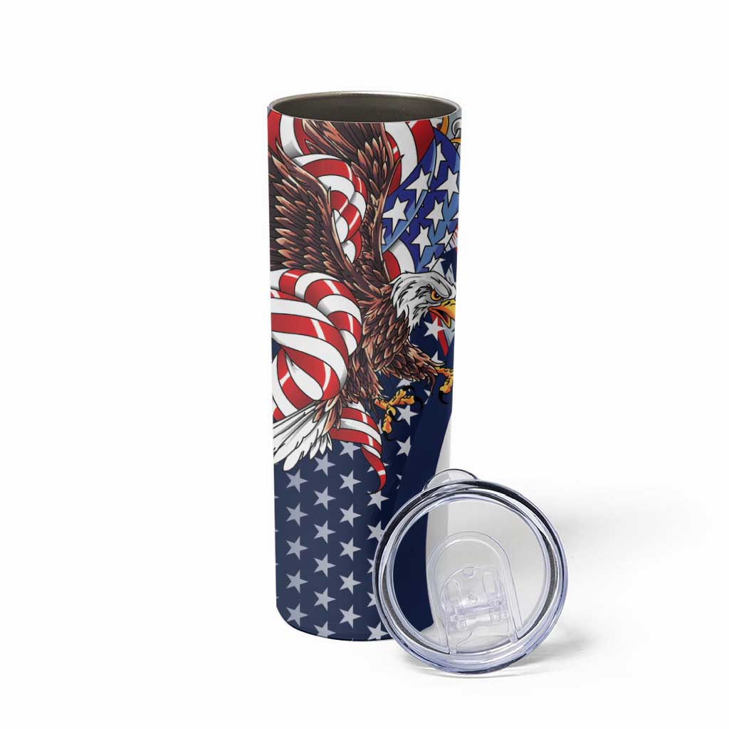 French American Heritage Month Skinny Tumbler Gallic Rooster And Bald Eagle