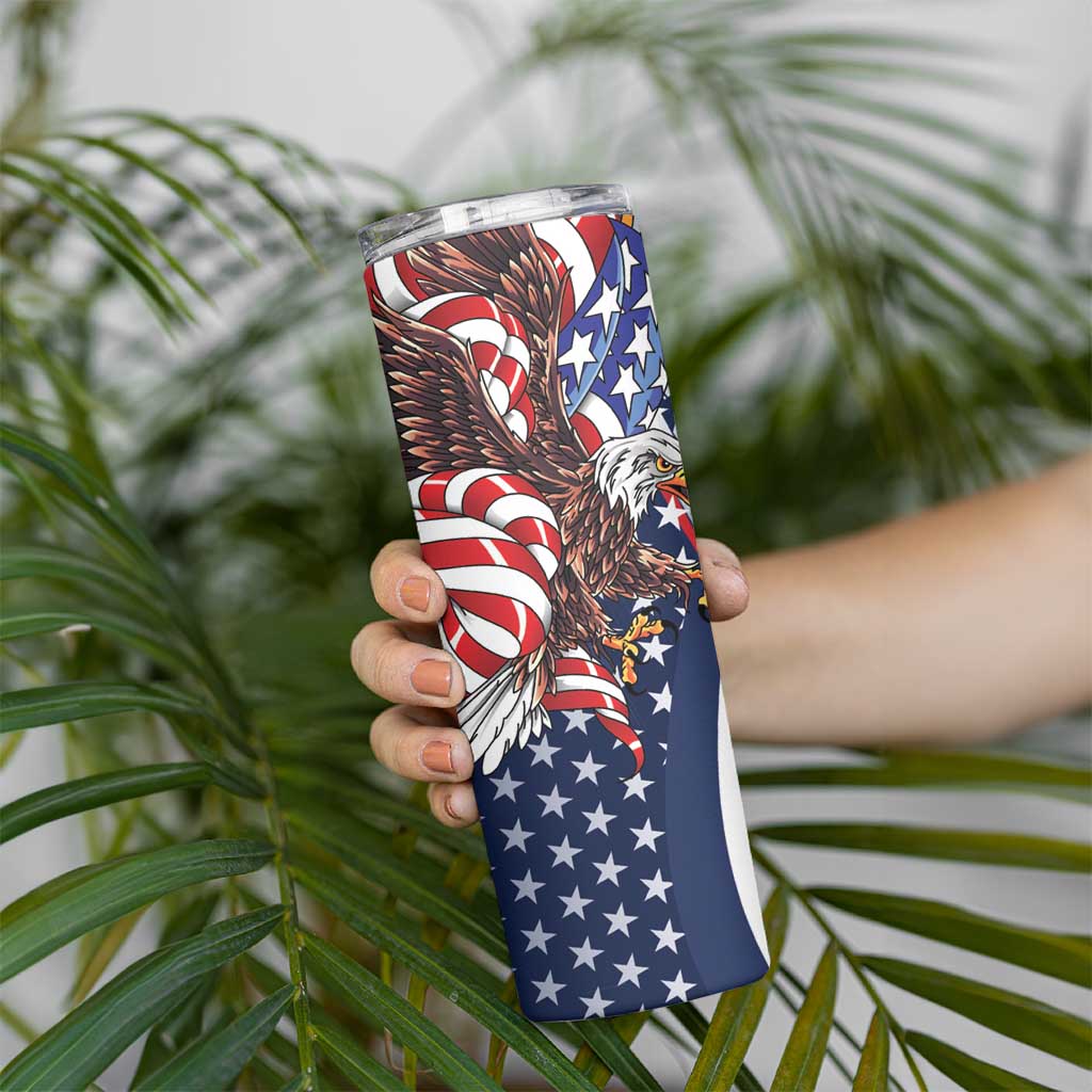 French American Heritage Month Skinny Tumbler Gallic Rooster And Bald Eagle